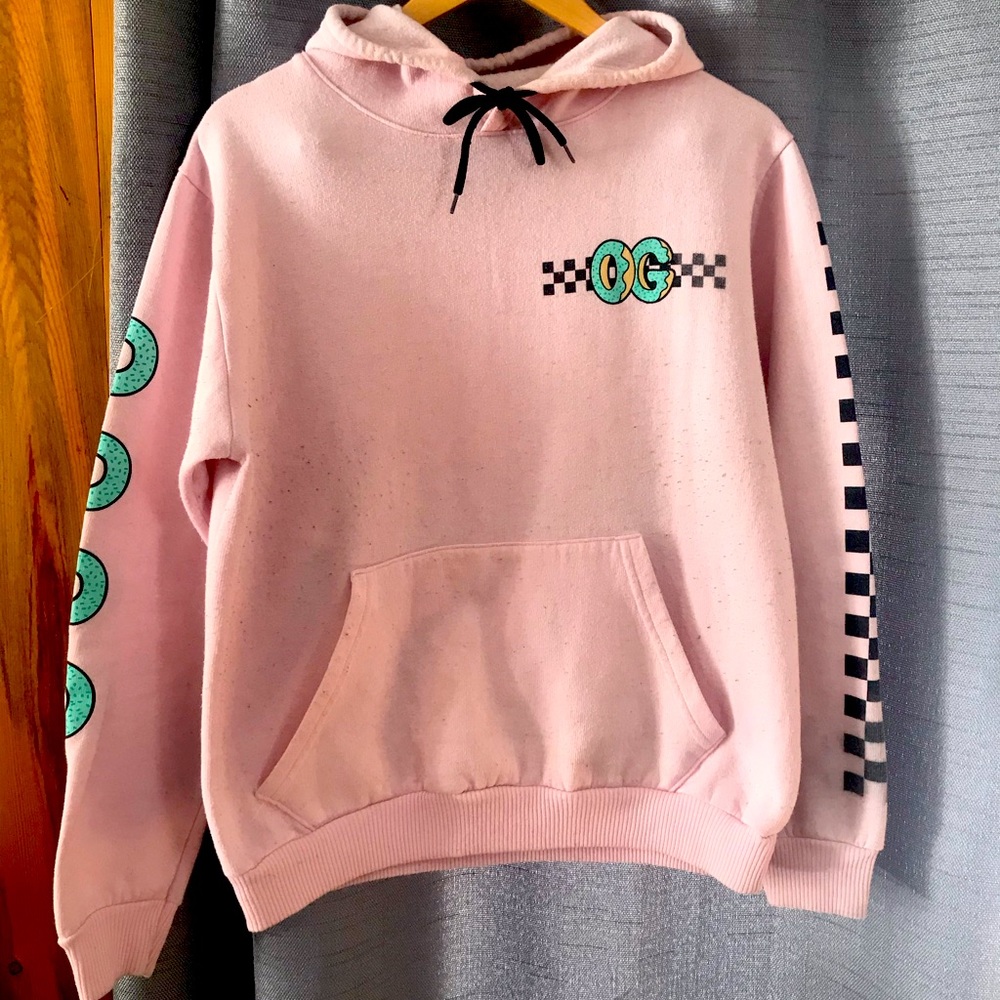 OG pink teal and black hoodie sweatshirt